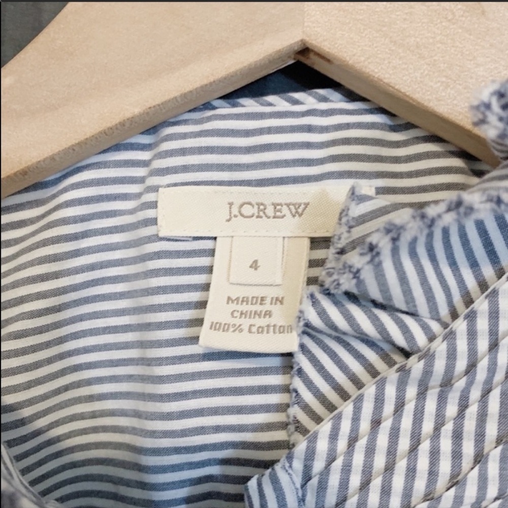 J.CREW Striped Frances Tuxedo Ruffle Button Up Top - Picture 6 of 6